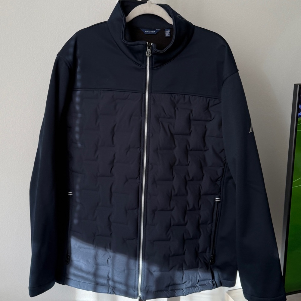 Nautica Navy Men’s Mixed Media Water Resistant Jacket Size XXL - Picture 2 of 5